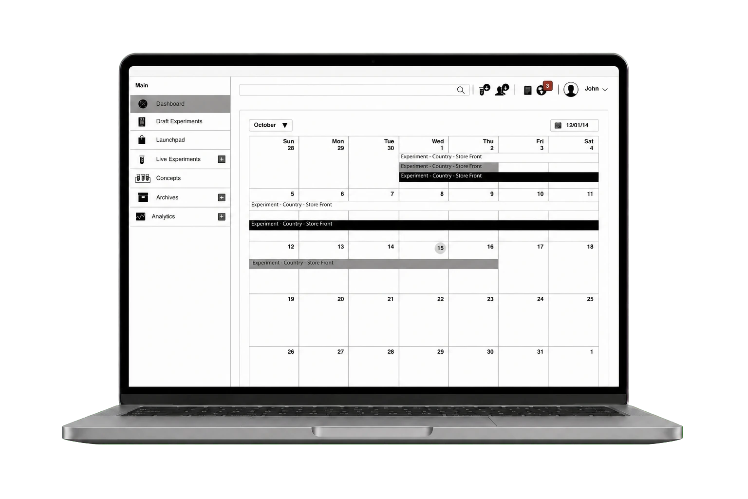 Apple experimentation platform displayed on a laptop