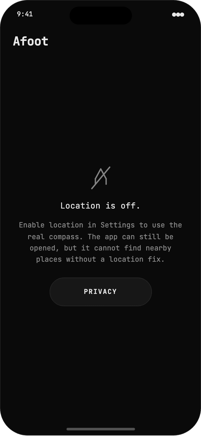 Afoot Denied screen