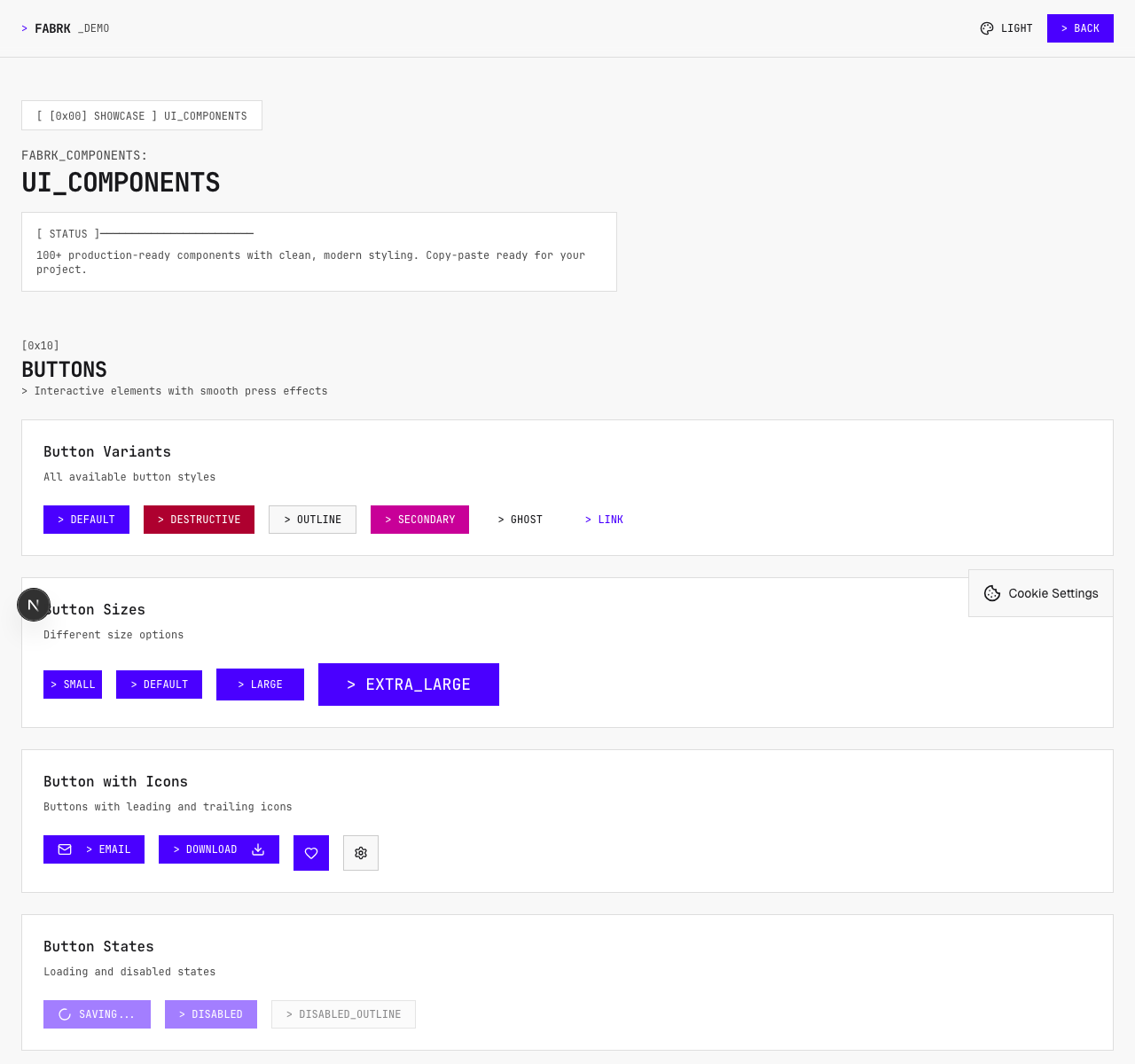Component presentation