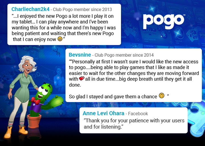 Second player feedback capture about the redesigned Pogo experience
