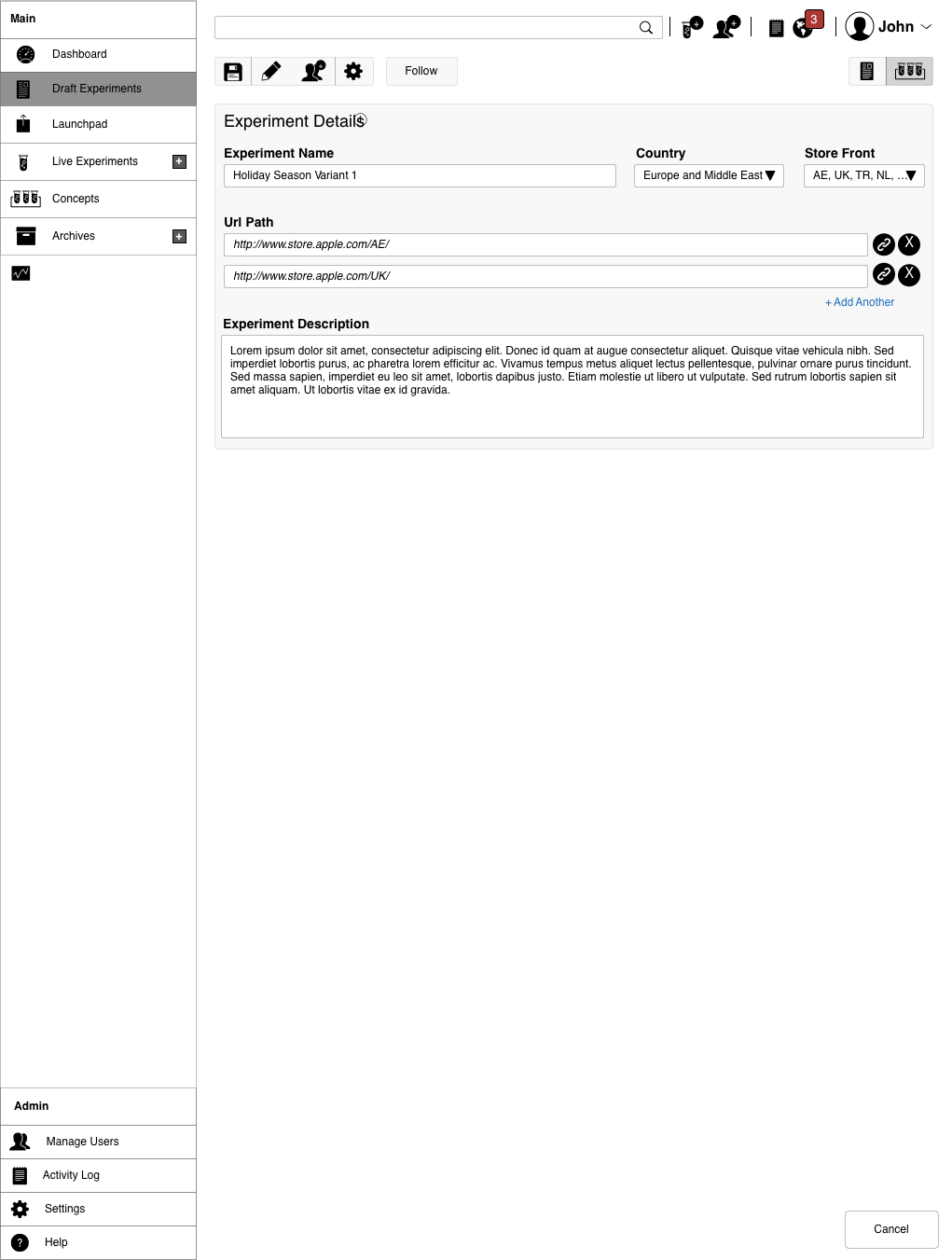 Experiment details